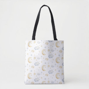 Bolso De Tela Estrellas acuáticas de la luna y patrón de la nube