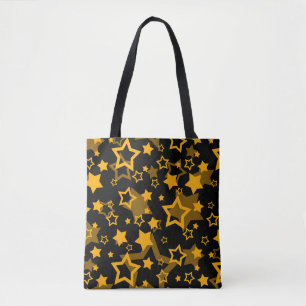 Bolso De Tela Estrellas Amarillas Doradas Diseño Brillante 