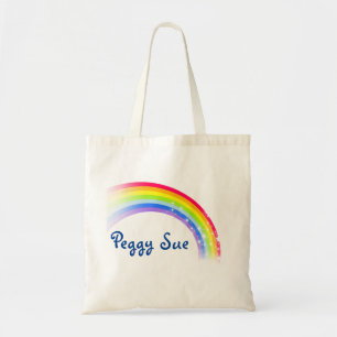 Bolso De Tela Estrellas arcoiris con nombre personalizado oscuro