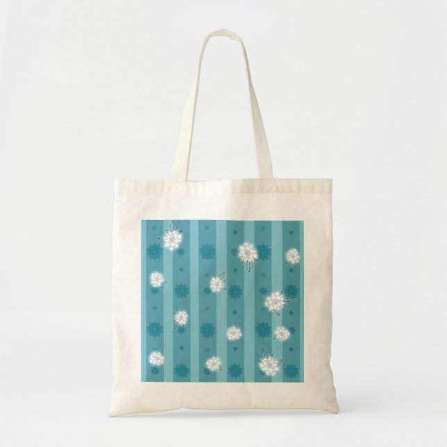 Bolso De Tela Estrellas Azules Y Gardenia Blanca (Frente)