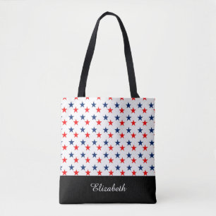 Bolso De Tela Estrellas blancas y negras con monograma