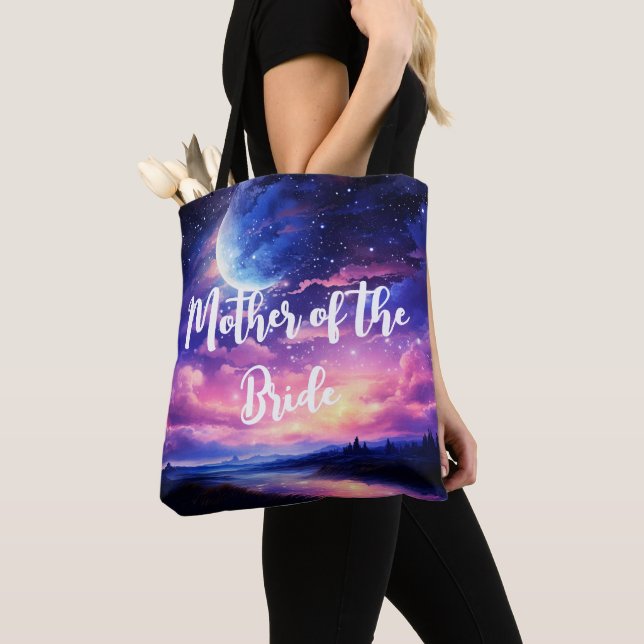 Bolso De Tela Estrellas celestes llenas de luna nubes Boda místi (Detalle)