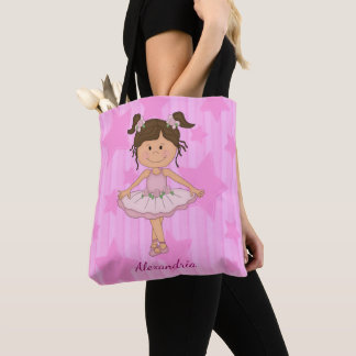 Bolso De Tela Estrellas de balerina rosada y rayas