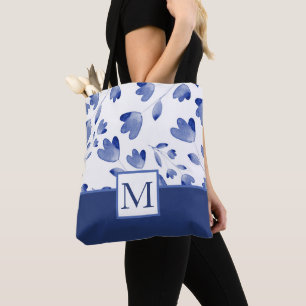 Bolso De Tela Estrellas de flores color azul índigo