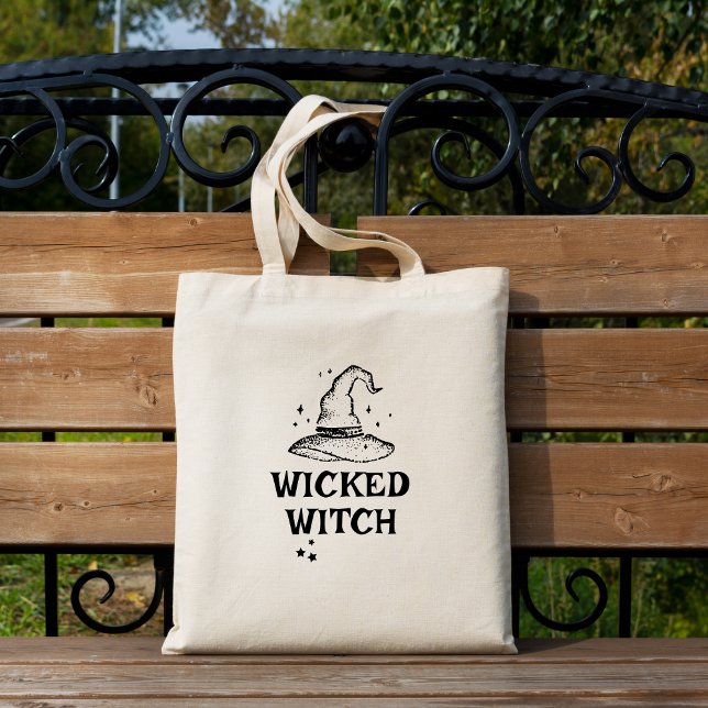 Bolso De Tela Estrellas de Halloween blancas y negras brujas mal (Subido por el creador)