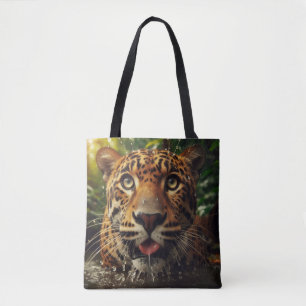 Bolso De Tela Estrellas de leopardo mientras agita agua en la ju