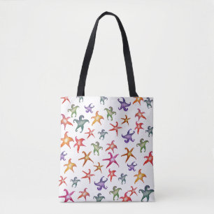 Bolso De Tela Estrellas de mar coloridas, tote del arte de las