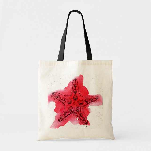 Bolso De Tela Estrellas de mar de la acuarela (Frente)
