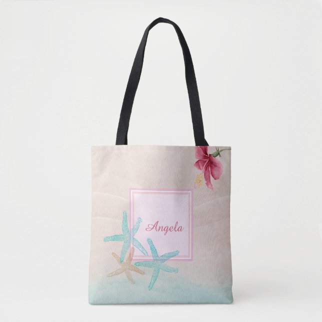 Bolso De Tela Estrellas de mar Hibiscus Playa (Anverso)