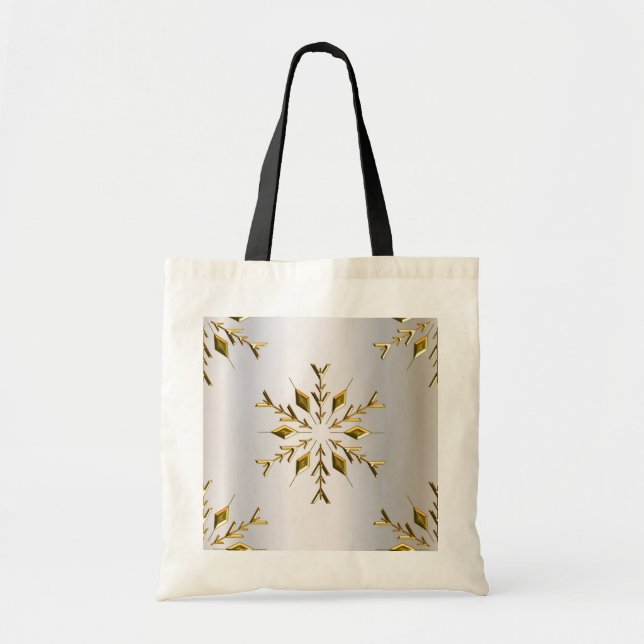 Bolso De Tela Estrellas de Navidades dorados (Frente)