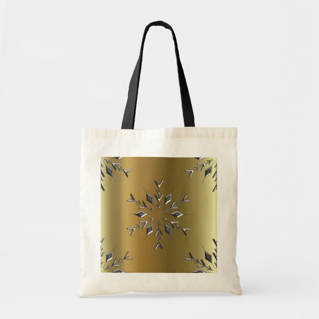 Bolso De Tela Estrellas de Navidades plateados (Frente)