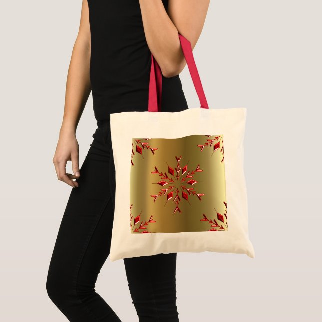 Bolso De Tela Estrellas de Navidades rojos sobre oro (Anverso (producto))