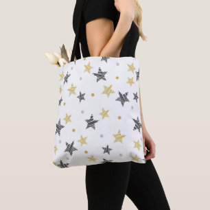 Bolso De Tela Estrellas de oro y negro