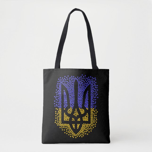 Bolso De Tela Estrellas de tridente de heraldry de Ucrania (Anverso)