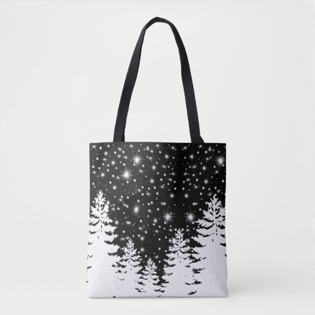 Bolso De Tela estrellas del cielo del pinpinar blanco minimalist (Anverso)