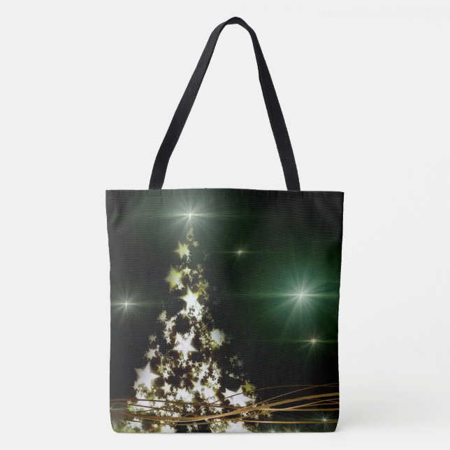 Bolso De Tela Estrellas en la noche del árbol de Navidad en todo (Anverso)