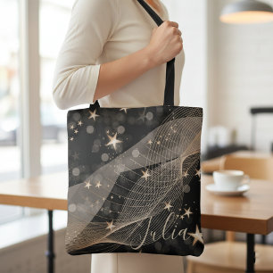 Bolso De Tela Estrellas mágicas brillantes de oro y luces de bok