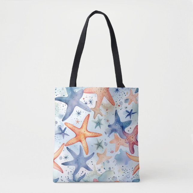 Bolso De Tela Estrellas marinas arte acuático (Anverso)