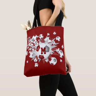 Bolso De Tela estrellas monogramadas de pelotas de fútbol gris m