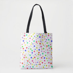Bolso De Tela Estrellas multicolores de moda sobre blanco