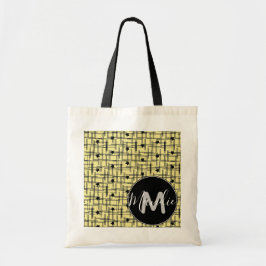 Bolso De Tela Estrellas Negras y Amarillas Nombre Biblioteca Lib