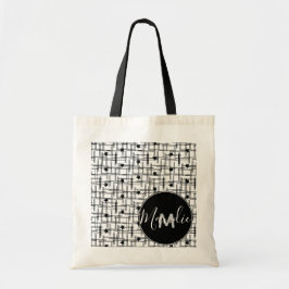 Bolso De Tela Estrellas Negras y Blancas Nombre Biblioteca Libro