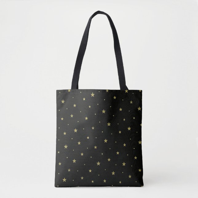 Bolso De Tela Estrellas negras y doradas (Anverso)