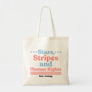 Bolso De Tela Estrellas Rayas y Derechos Humanos Retro Feminista