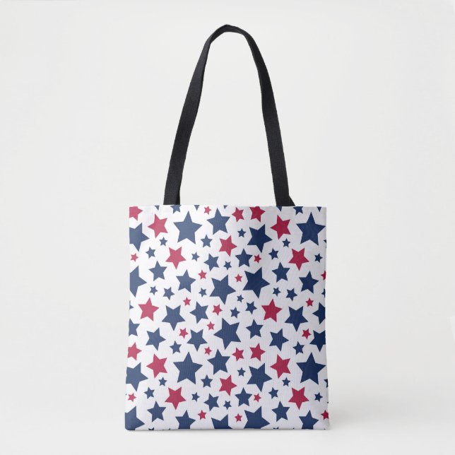 Bolso De Tela Estrellas rojas y azules - Patrón de bandera estad (Anverso)