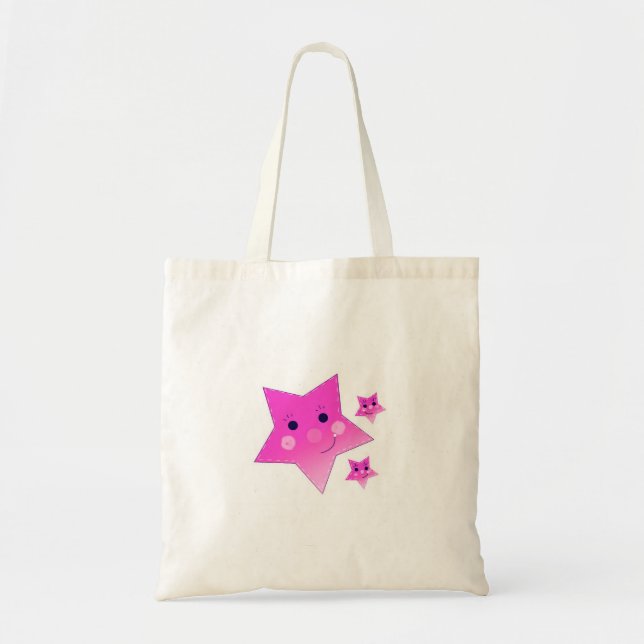 Bolso De Tela Estrellas rosadas (Frente)