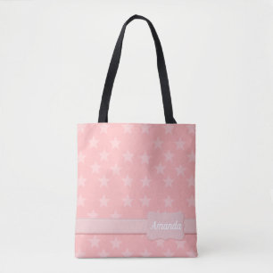Bolso De Tela Estrellas sobre monograma o nombre azul