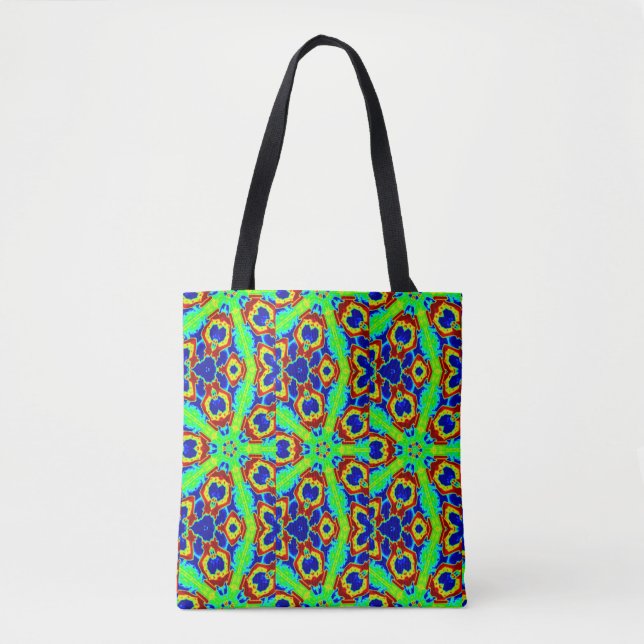 Bolso De Tela estrellas verdes florales geométricas (Anverso)
