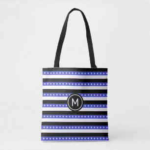 Bolso De Tela Estrellas y franjas blancas y azules negras