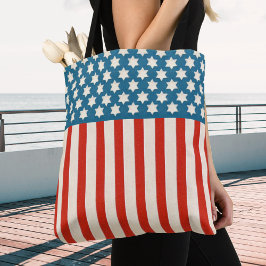 Bolso De Tela Estrellas y rayas de la bandera retro estadouniden