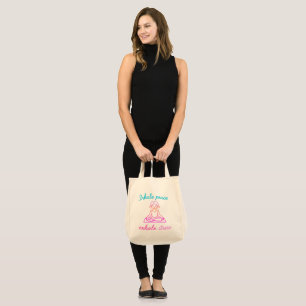 Bolso De Tela Estrés de inhalación de paz   Gráfica de yoga aten