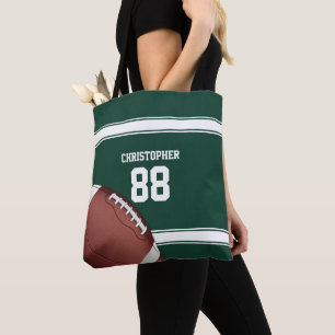 Bolso De Tela Estriberas verdes y blancas Jersey Grid Iron Footb