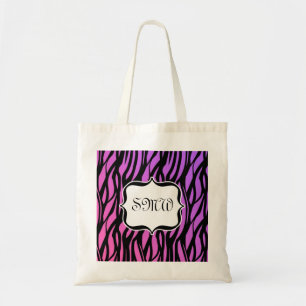 Bolso De Tela Estripas de cebra rosadas/púrpura calientes Tote