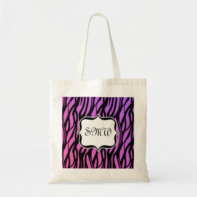 Bolso De Tela Estripas de cebra rosadas/púrpura calientes Tote m (Frente)