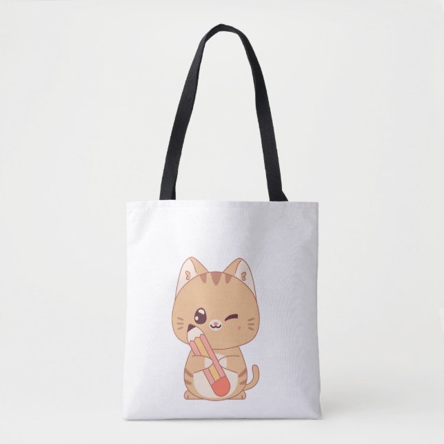 Bolso De Tela estudiante de gatito lindo | diseño de los amantes (Anverso)