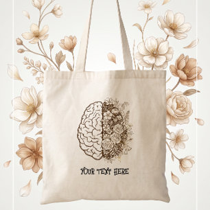Bolso De Tela Estudiante de Psicología Floral Anatomía del Cereb