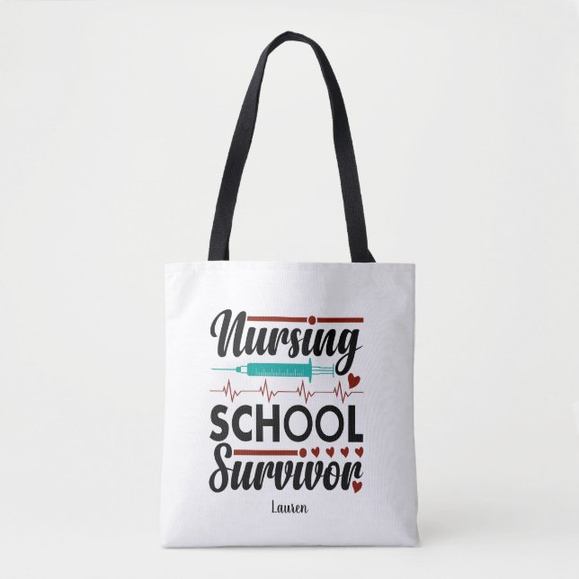 Bolso De Tela Estudiante sobreviviente de enfermera divertida (Anverso)