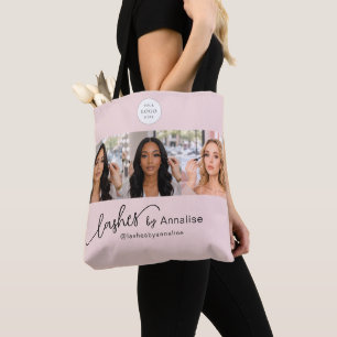 Bolso De Tela Estudio de estilista de pestañas con logotipo de e