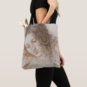 Bolso De Tela Estudio de Leonardo da Vinci de la cabeza de Leda