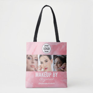 Bolso De Tela Estudio de Maquillaje Foto Logo Coral Rosado Sonro