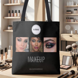 Bolso De Tela Estudio de Maquillaje Negro Collage de Fotos Logo