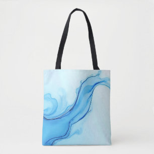 Bolso De Tela Ethereal Blue Liquid Art Swirls