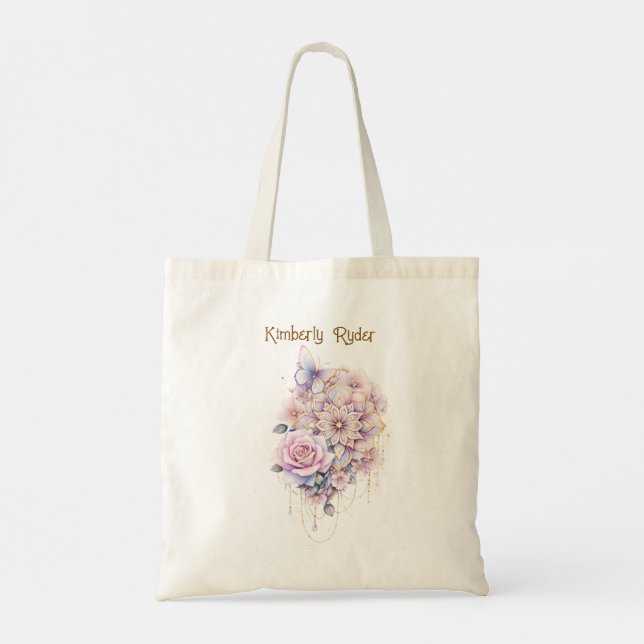Bolso De Tela Ethereal Floral Mandala in Soft Pastel Elegance (Reverso)