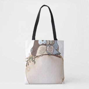 Bolso De Tela Etiqueta acuarela de búho tierno etiqueta