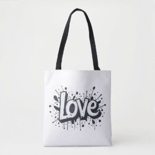 Bolso De Tela Etiqueta de amor monocroma