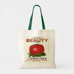 Bolso De Tela Etiqueta de caja de frutas vintage, tomates Arcadi